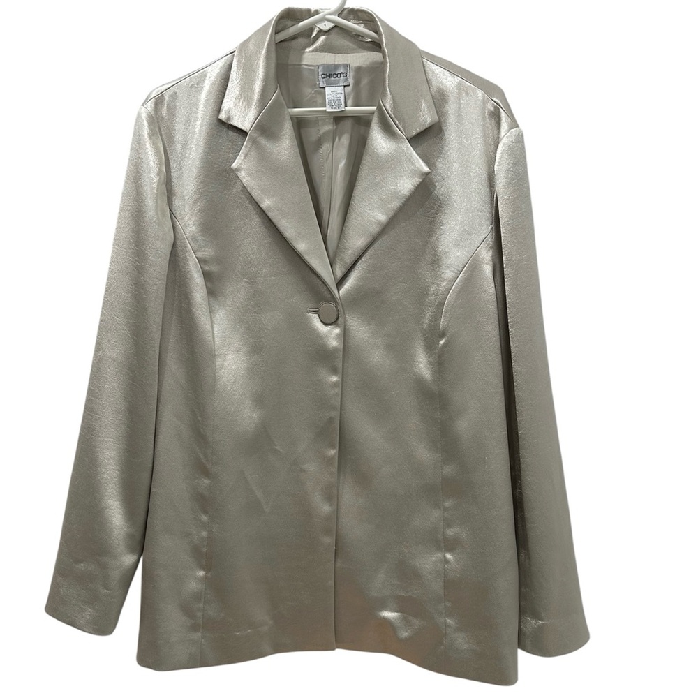 Chico’s Champagne Gold Single Button Blazer Jacket Size XL (16/18) Chico’s Size3
